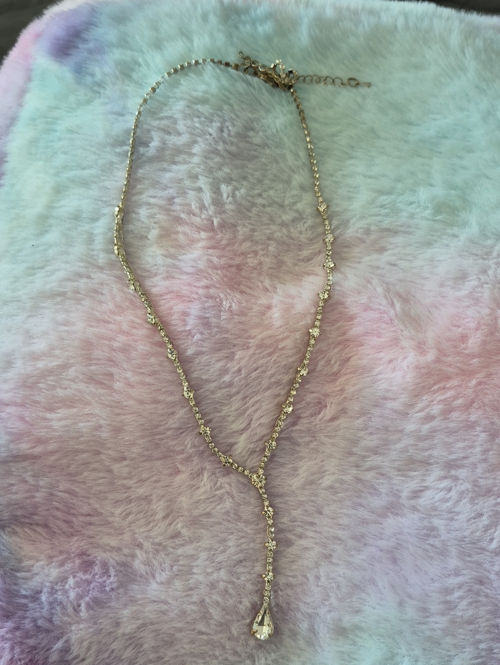 Gold Crystal Y-Drop Necklace - Elegant Women’s Jewelry